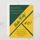 Eleganter Green und Gold Luxury Chic 40. Geburtsta Einladung (Vorderseite)