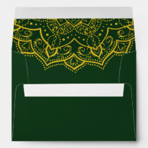 Eleganter Green und Gold Mandala Umschlag