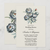 Eleganter Green und Gray Bouquet Polterabend Einladung (Vorne/Hinten)