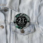 Eleganter Green und Silver Glitzer Agate Birthday Button (Beispiel)
