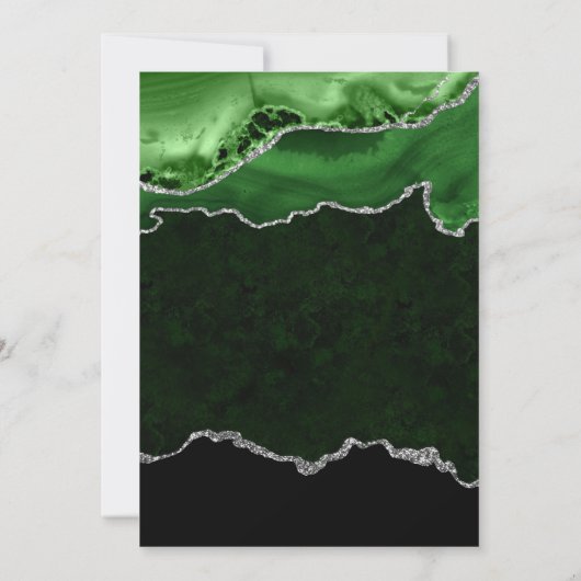 Eleganter Green und Silver Marble Agate Abschluss Einladung (Rückseite)