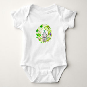 Eleganter Green Wreath Monogram Individuelle Name  Baby Strampler