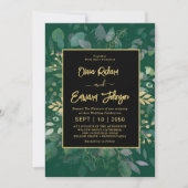 Eleganter Greenery & Gold Geometrischer Rahmen Euk Einladung (Vorderseite)