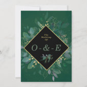 Eleganter Greenery & Gold Geometrischer Rahmen Euk Einladung (Rückseite)