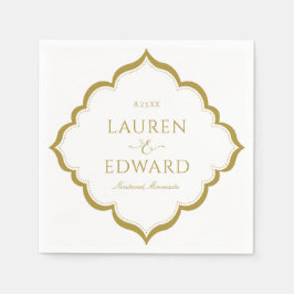 Eleganter Grenz-Hochzeitcocktail Napkins (Gold) Serviette