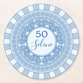 Eleganter griechischer oder römischer Geburtstag m Runder Pappuntersetzer