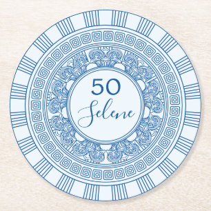 Eleganter griechischer oder römischer Geburtstag m Runder Pappuntersetzer