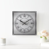 Eleganter griechischer Schlüssel zum 25. Hochzeits Quadratische Wanduhr (Zuhause)