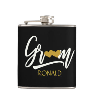 Eleganter Groom Black and Gold Wedding Flask Flachmann