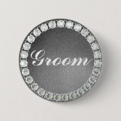 Eleganter Groom silber Glitzer Button (Vorderseite)