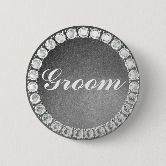 Eleganter Groom silber Glitzer Button (Vorderseite)