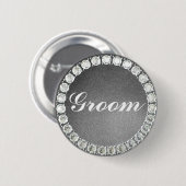 Eleganter Groom silber Glitzer Button (Vorne & Hinten)