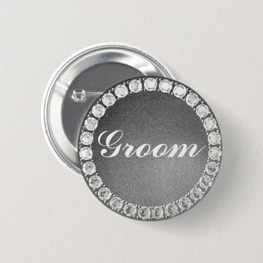 Eleganter Groom silber Glitzer Button (Vorne & Hinten)