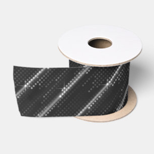 Eleganter großer Glitzer in Schwarz/Weiß Satinband