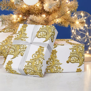 Eleganter großer goldener Filigran-Weihnachtsbaum Geschenkpapier