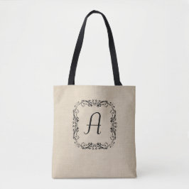 Eleganter Großer Leinwand Monogram Tote Bag Tasche