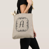 Eleganter Großer Leinwand Monogram Tote Bag Tasche (Von Nahem)