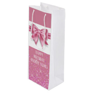 Eleganter großer rosa Glitzer funkelnd elegant Geschenktüte Für Weinflaschen