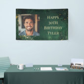 Eleganter Grün & Imitats Gold Geburtstag Banner (Messeveranstaltung)