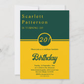 Eleganter Grün- und Gold Trendy Chic 20. Geburtsta Einladung (Vorderseite)