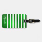 Eleganter Grün- und Weißer Individuelle Name Gepäckanhänger (Vorderseite horizontal)