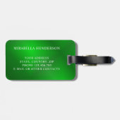 Eleganter Grün- und Weißer Individuelle Name Gepäckanhänger (Rückseite horizontal)