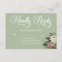 Eleganter grün-weißer Hochzeitstag RSVP