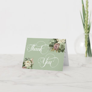 Eleganter grün-weißer Hochzeitstag RSVP Dankeskarte
