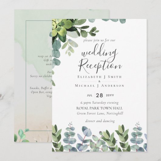 Eleganter Grüne Hochzeitsrezeption Abend nur in Einladung (Vorne/Hinten)