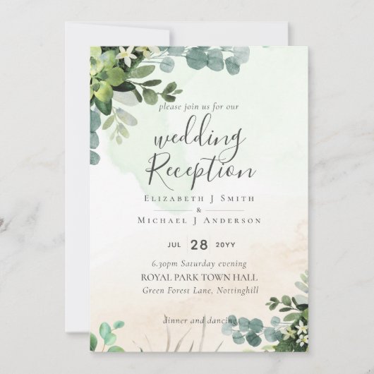 Eleganter Grüne Hochzeitsrezeption Abend nur in Einladung (Vorderseite)
