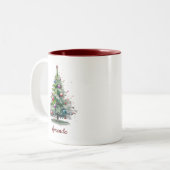 Eleganter grüner Aquarellkiefer Weihnachten Zweifarbige Tasse (Vorderseite Links)