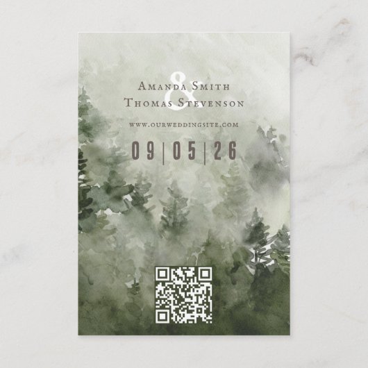 Eleganter, grüner Berglandschaft QR-Code Begleitkarte (Rückseite)