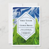 Eleganter grüner blauer Himmel Abstrakte Hochzeit Einladung (Vorderseite)
