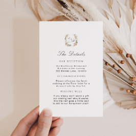 Eleganter Grüner Blumengarten Hochzeitsdetails ein Begleitkarte