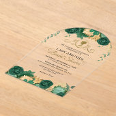 Eleganter Grüner Blumenstrauß Viktorianischer Brau Acryleinladungen (Ablage )