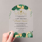 Eleganter Grüner Blumenstrauß Viktorianischer Brau Acryleinladungen (Insitu (Handheld))