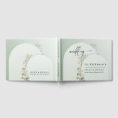 Eleganter grüner Bogen Blütenblütenhochzeit Gästebuch (Voll)