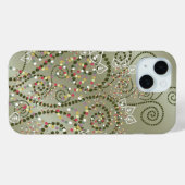 Eleganter grüner Bohemischer Deko Dots Spirals Art Case-Mate iPhone Hülle (Rückseite (Horizontal))