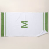 Eleganter Grüner Border Script Monogram Letter Strandtuch (Vorderseite)