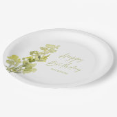 Eleganter Grüner Botanischer Aquarell 30. Geburtst Pappteller (Schrägansicht)