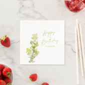 Eleganter Grüner Botanischer Aquarell 30. Geburtst Serviette (Beispiel)