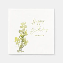 Eleganter Grüner Botanischer Aquarell 30. Geburtst Serviette