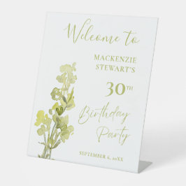 Eleganter Grüner Botanischer Aquarell 30. Geburtst Sockelschild