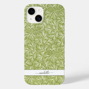 Eleganter grüner botanischer Schriftname im Vintag Case-Mate iPhone 14 Hülle