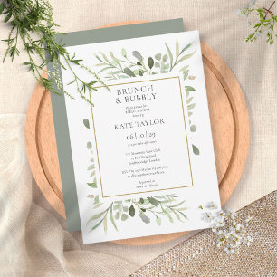 Eleganter Grüner Brunch und sprudelnde Brautparty Einladung