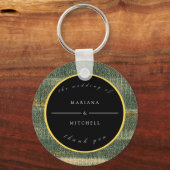 Eleganter grüner Brush mit Gold und schwarz, rund Schlüsselanhänger (Vorderseite)