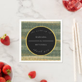 Eleganter grüner Brush mit Gold und schwarz, rund Serviette (Beispiel)