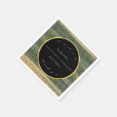 Eleganter grüner Brush mit Gold und schwarz, rund Serviette (Ecke)