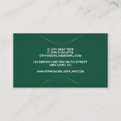 Eleganter grüner Chauffeur Visitenkarte (Rückseite)