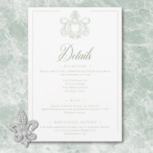 Eleganter grüner Chinoiserie-Vogel-Kamm-Hochzeit Begleitkarte